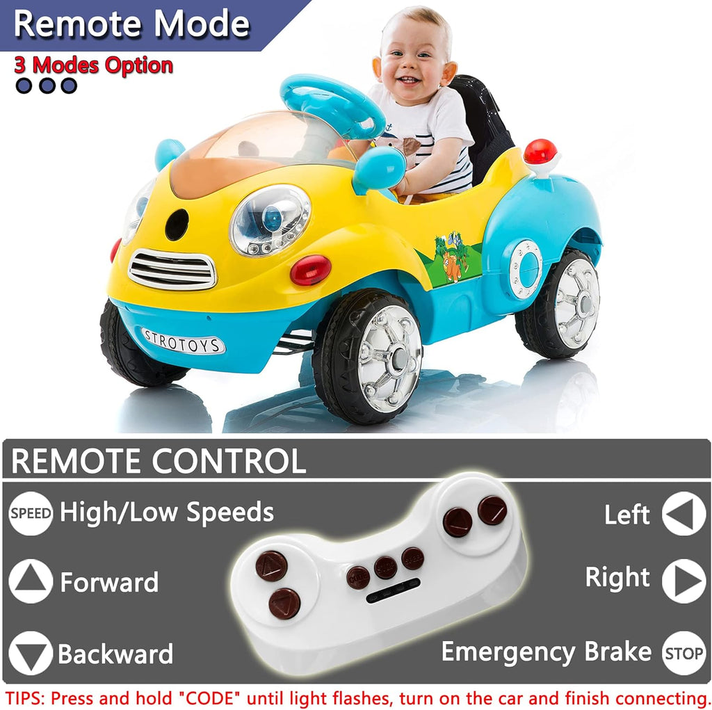 Blue & Yellow Electric Ride On Car with Remote Control K99142