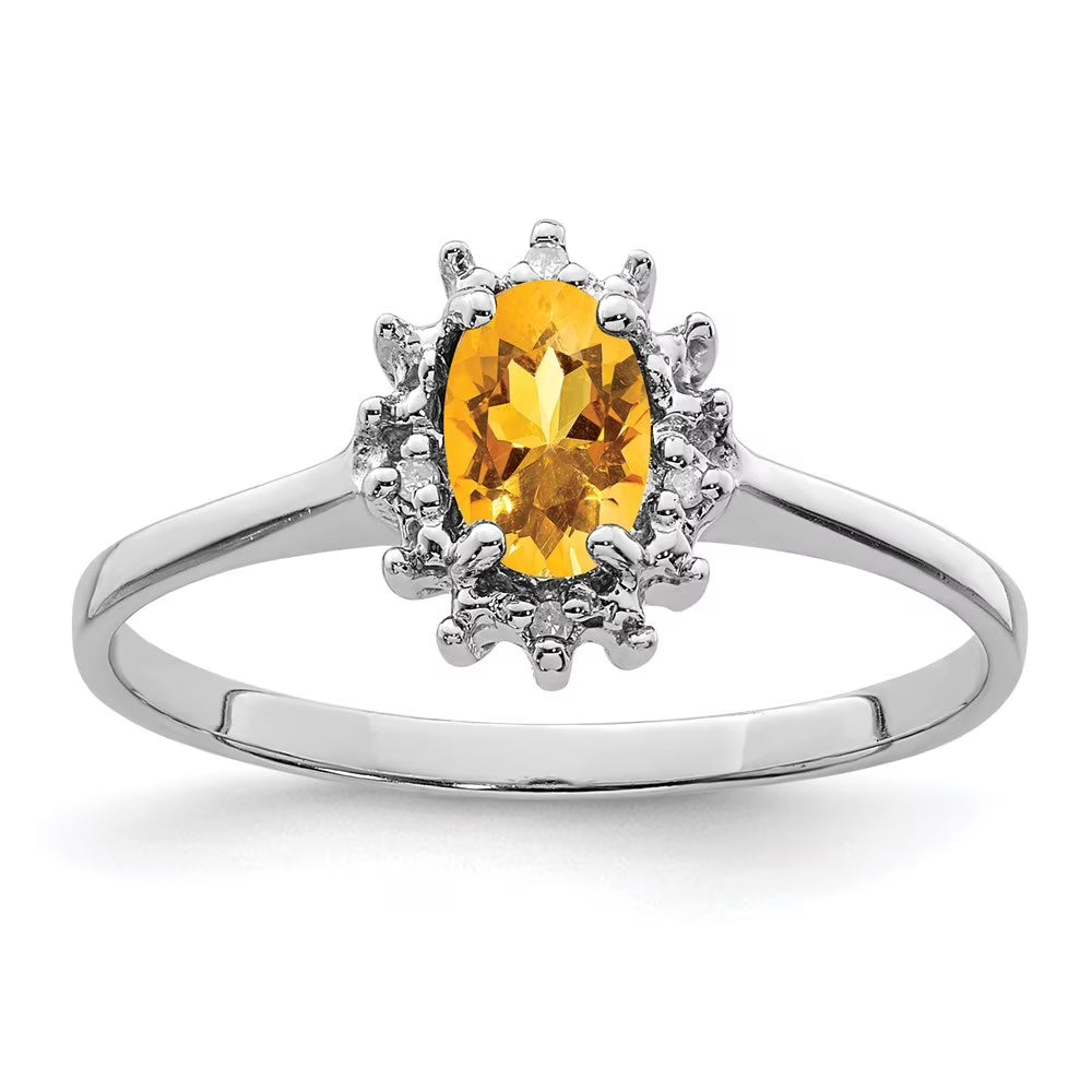 925 Sterling Silver Oval Cut Citrine Ring Size 7 Z729