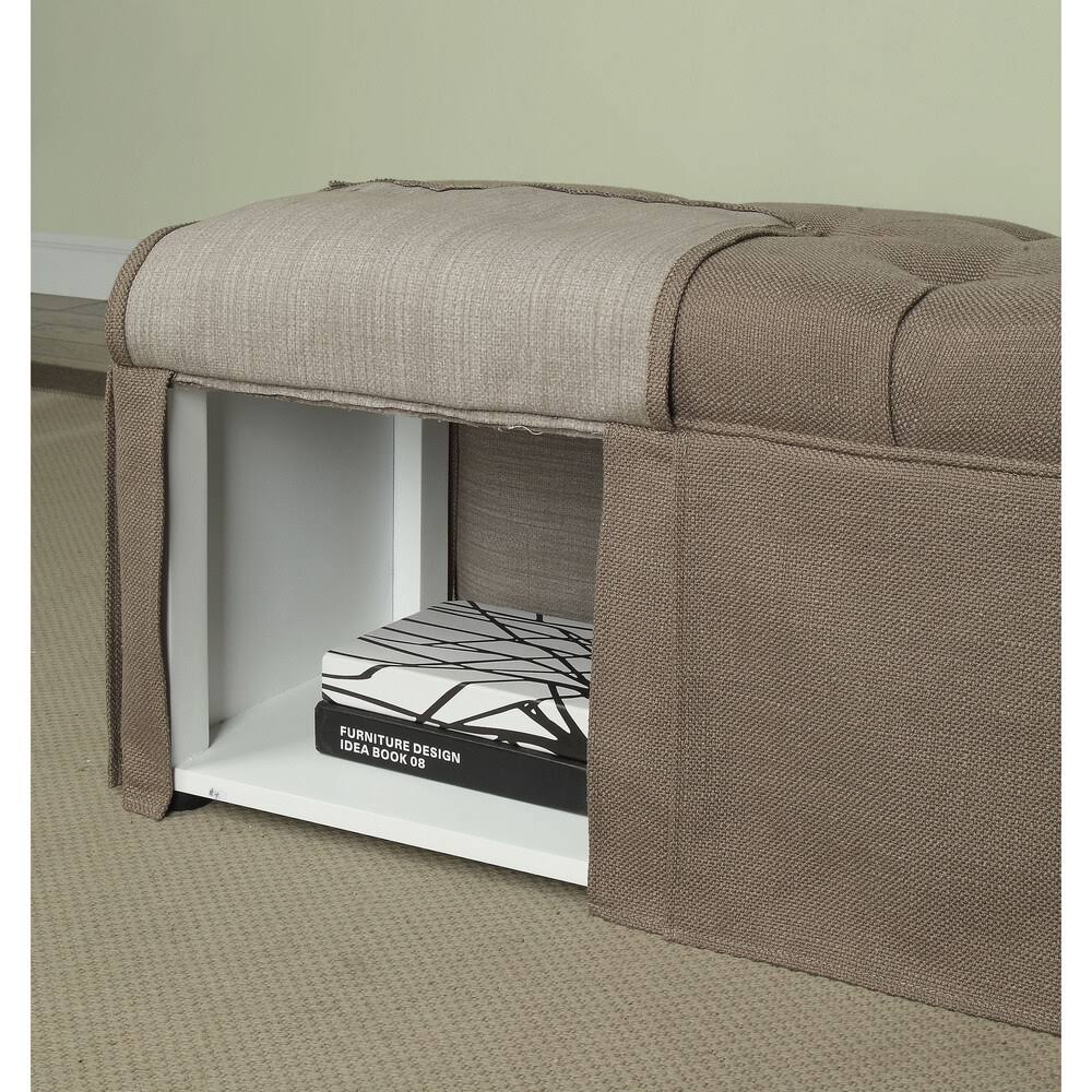 Grey Solid Wood Storage Bench F589913