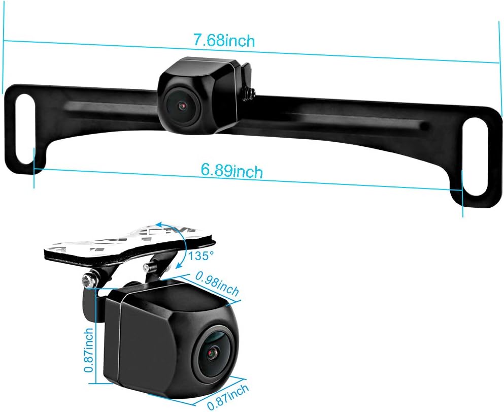 License Plate Backup Camera with Dynamic Moving Guide Line, Waterproof Night Vision Rear View Camera Pack of 2 M499783