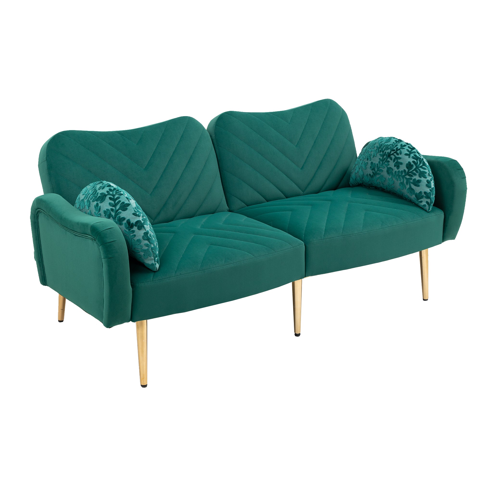 65 inch Velvet Loveseat Sofa with 2 Bolster Pillows T52729