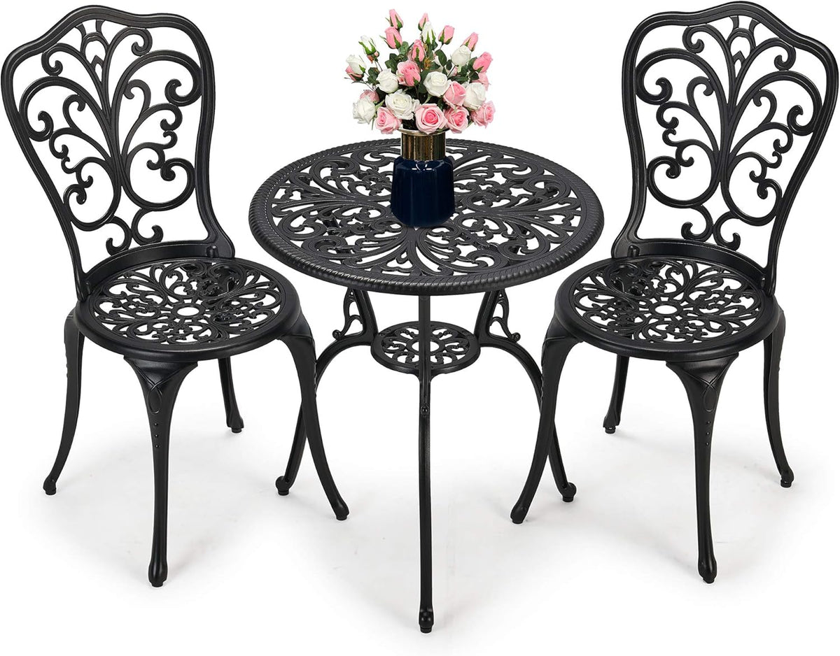 3-Piece Cast Aluminum Patio Bistro Set Black N994056