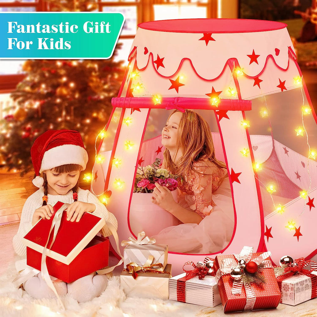 Princess Pop Up Tent with Star Lights and Portable Bag J6749