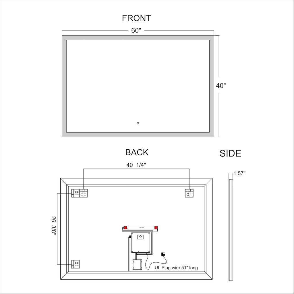 Dimmable LED Bathroom Mirror Wall Mounted Vanity Mirror with Touch Button M304