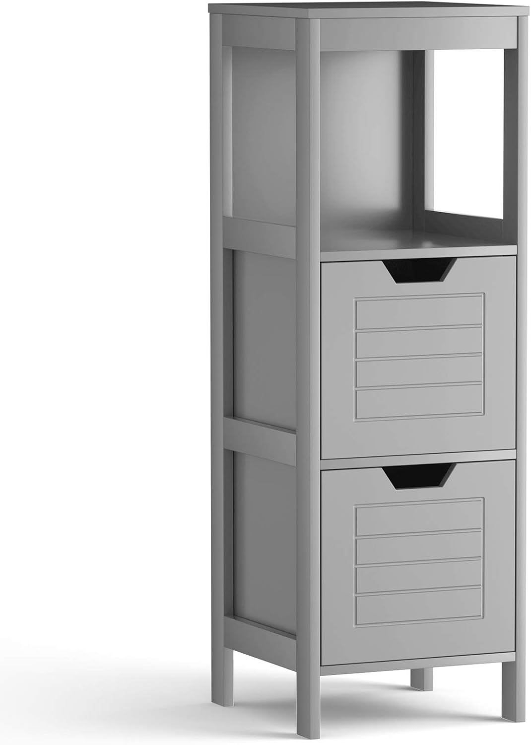 Espresso Wood Bathroom Floor Cabinet with 2 Adjustable Drawers W26532
