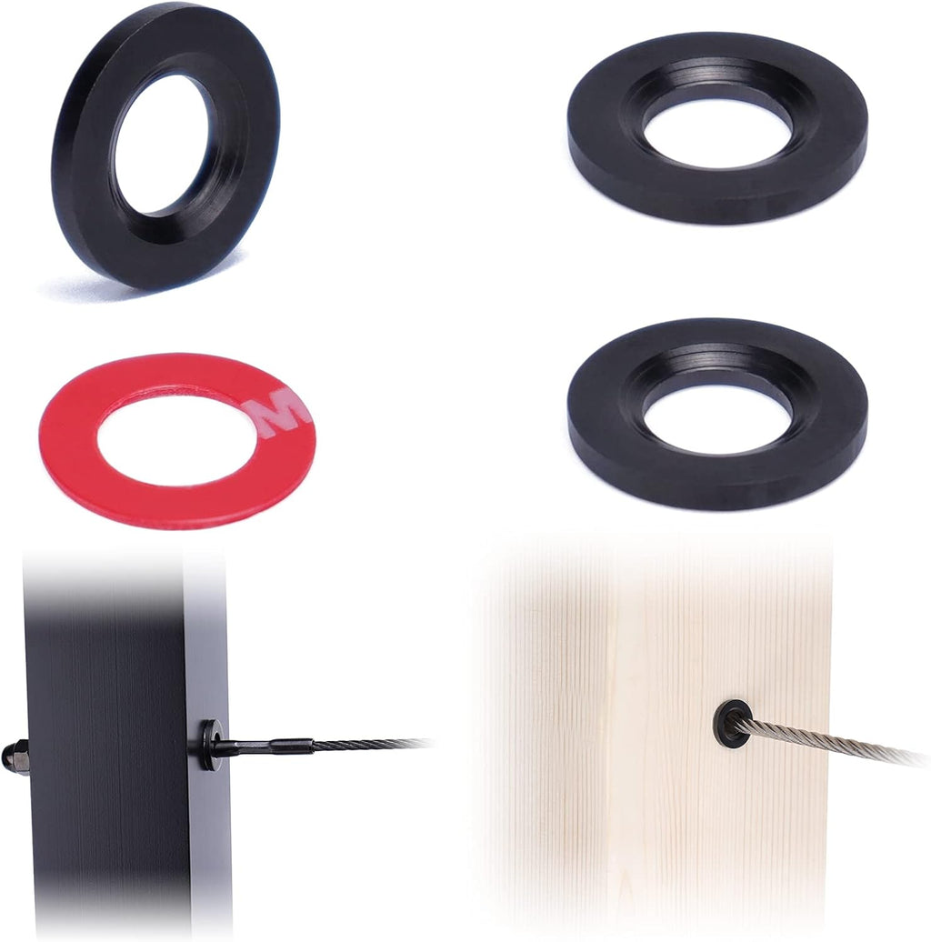 20Pack Cable Railing Kit Black Protector Sleeve Adhesive Grommet for 1/8 5/32 3/16 Wire Rope Wood Metal Posts T316 Stainless Steel T72107
