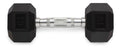 Rubber Hex Dumbbell, 90 lbs with Chrome Handle and Knurled Grip J257