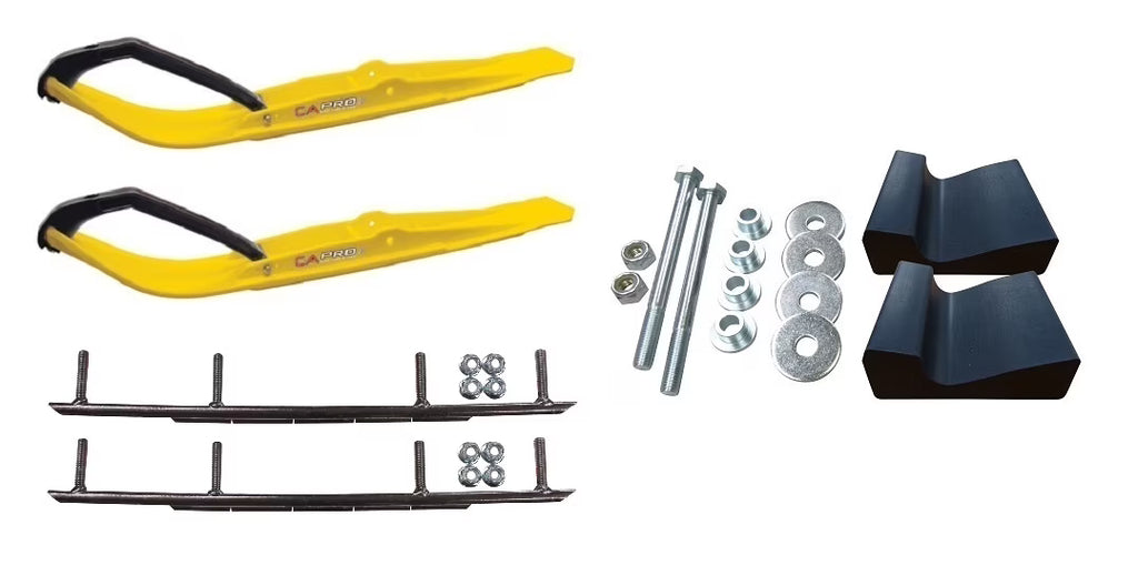 Yellow Razor Snowmobile Skis with 10" Round Bars Complete Kit X10254