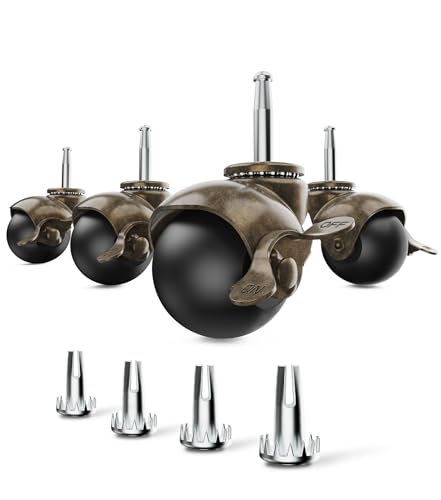 2 inch Ball Caster Wheels Set of 4 Chrome Swivel Caster D365149