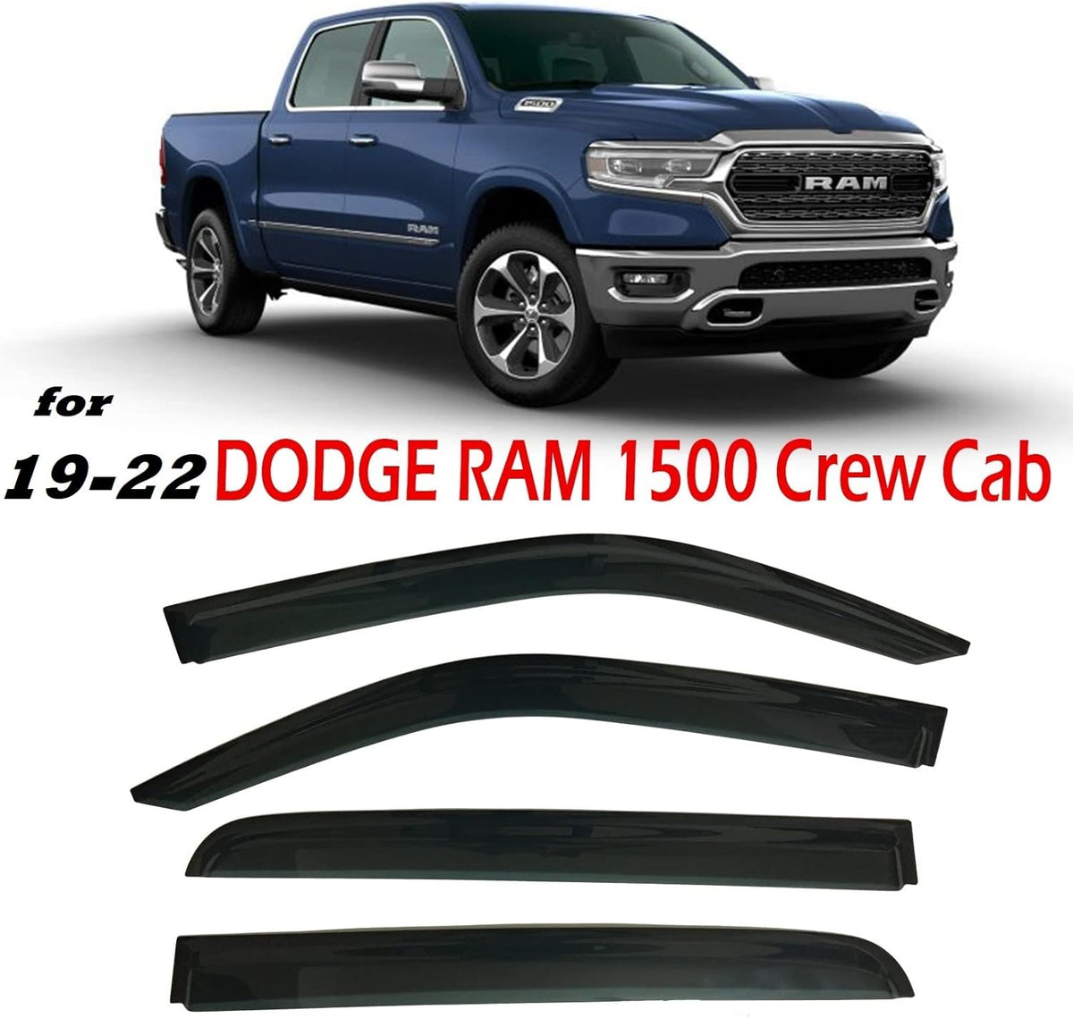 Smoke Tinted Side Window Vent Visor Deflectors Rain Guards 4 Piece Set E797