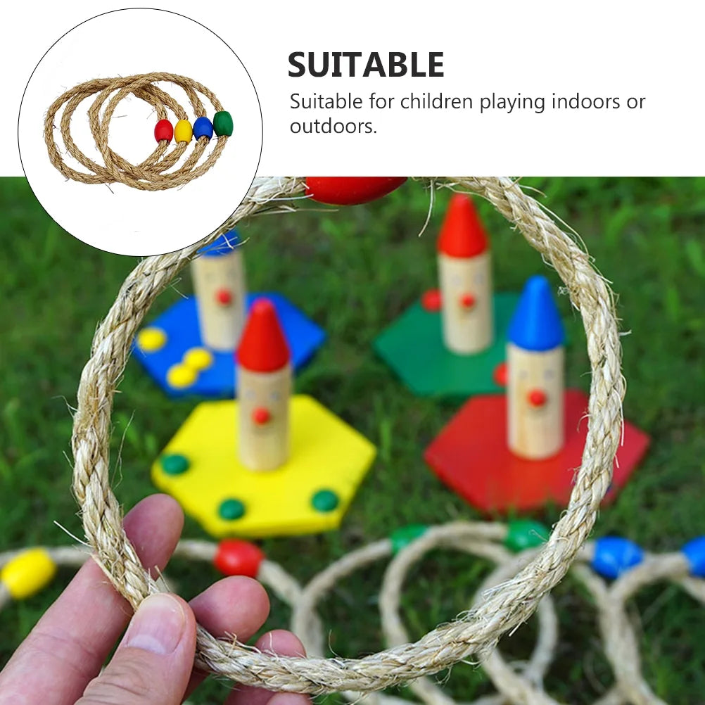 8 PCS Wooden Ring Toss Game Outdoor Toy W18583