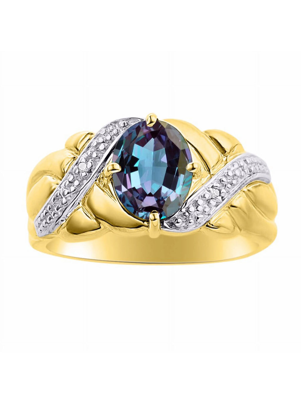 Yellow Gold Plated Love Knot Tennis Bracelet, Ring & Necklace with Alexandrite Z324795