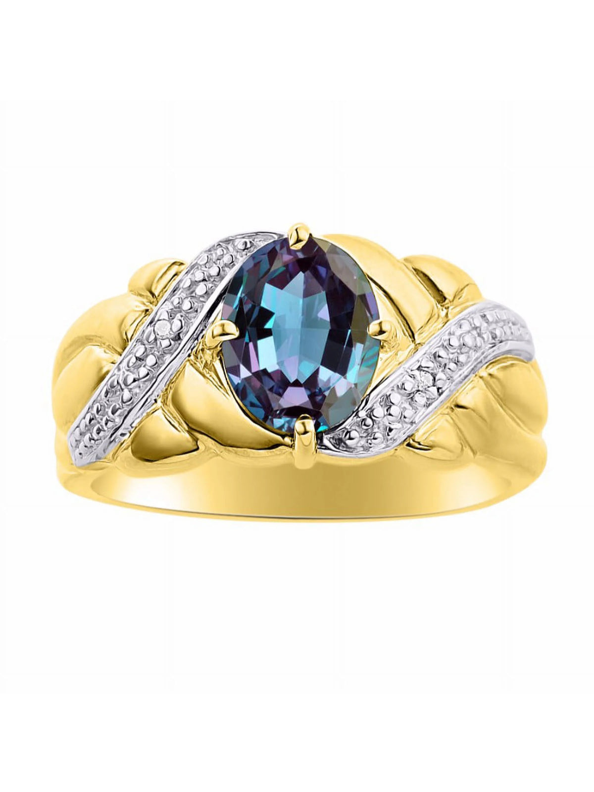 Yellow Gold Plated Love Knot Tennis Bracelet, Ring & Necklace with Alexandrite Z324795