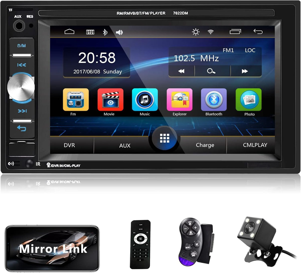 6.2 Inch Double Din Touchscreen Car Radio with Bluetooth P92378