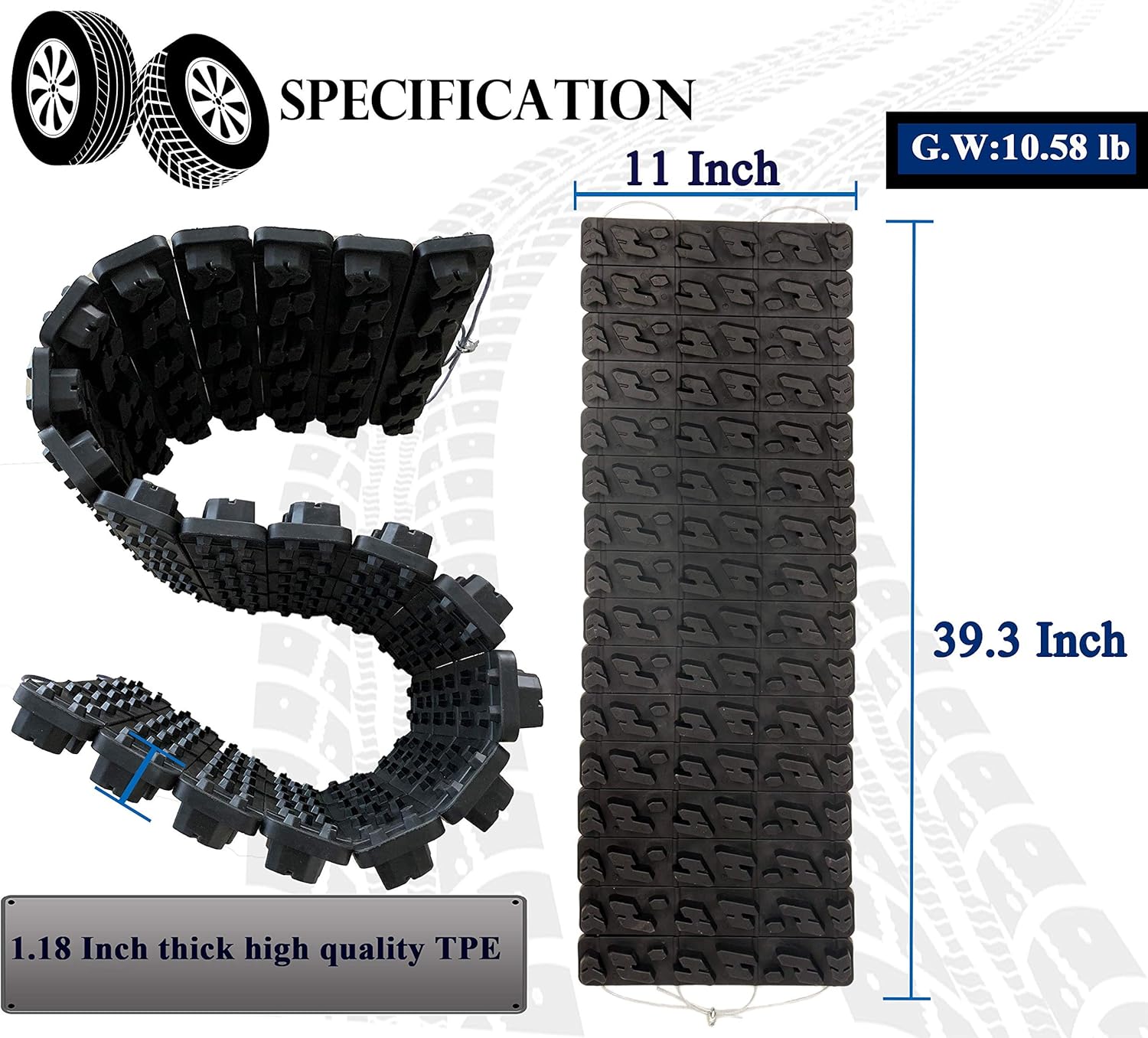 Tire Traction Mat, 39.3 Inch, Pack of 2 E92711