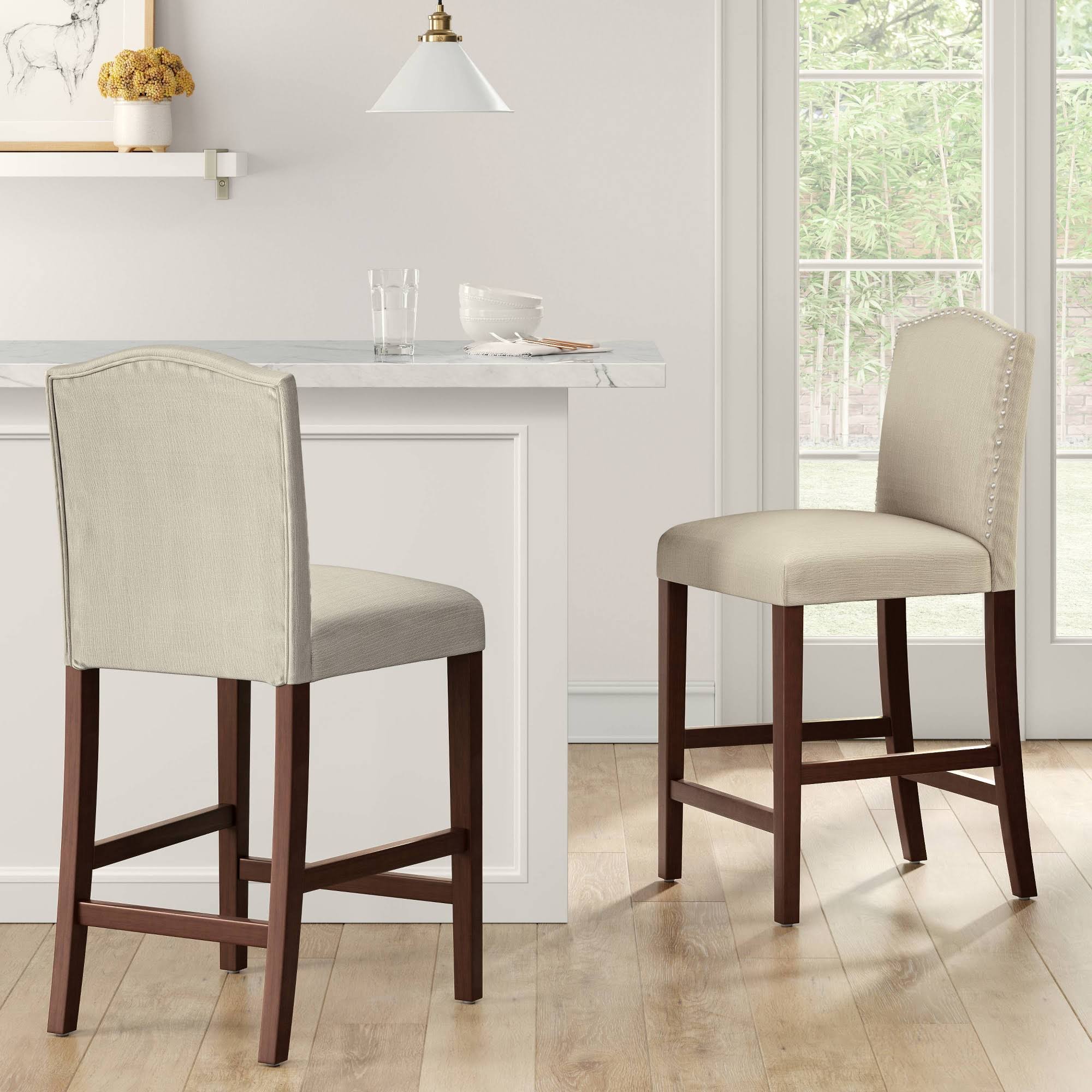 Cream Nailhead Trim Counter Height Barstool Q501