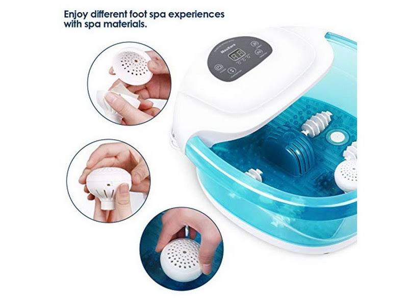 Foot Spa Bath Massager with Heat Bubbles Vibration, 4 Massaging Rollers J4290