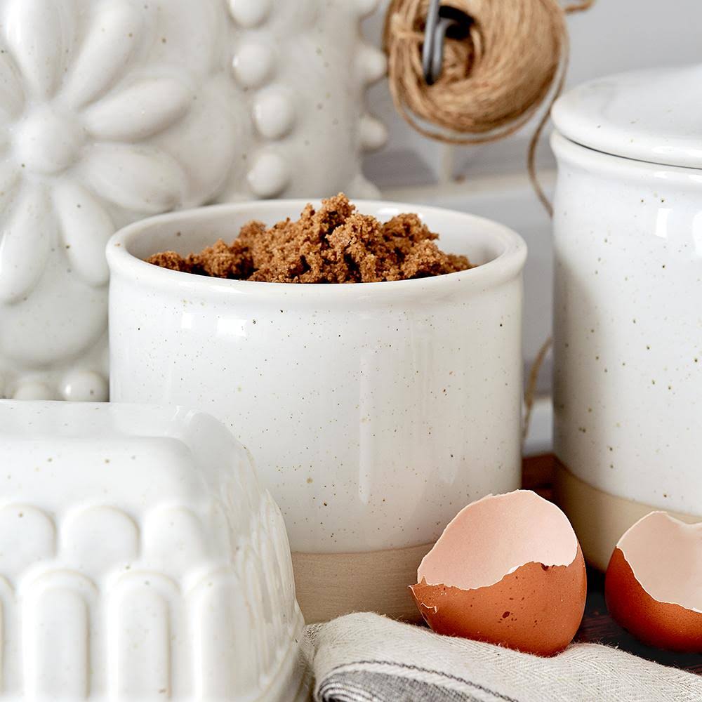 White Large Stoneware Ceramic Canister R80351