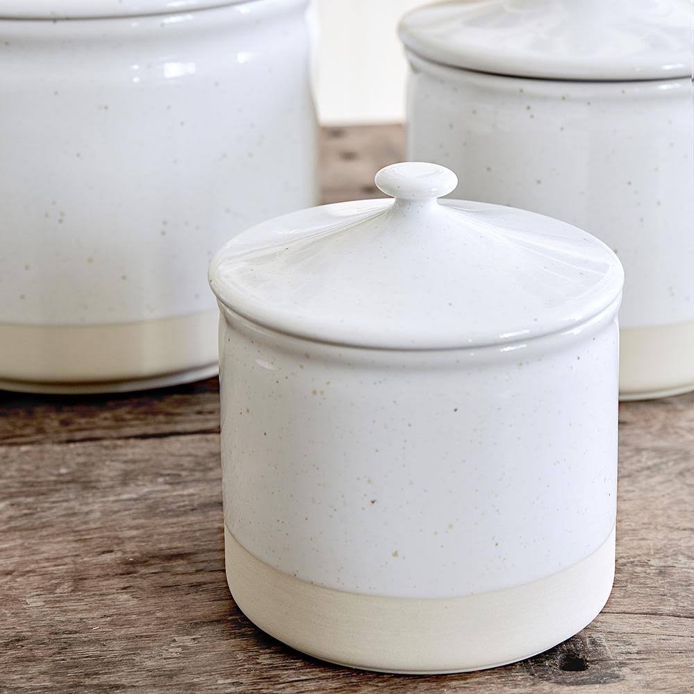 White Large Stoneware Ceramic Canister R80351