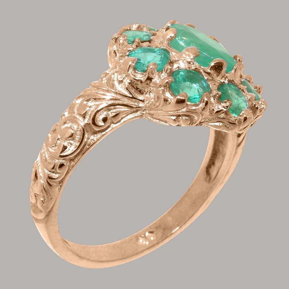 18k Rose Gold Natural Emerald Statement Ring T9730