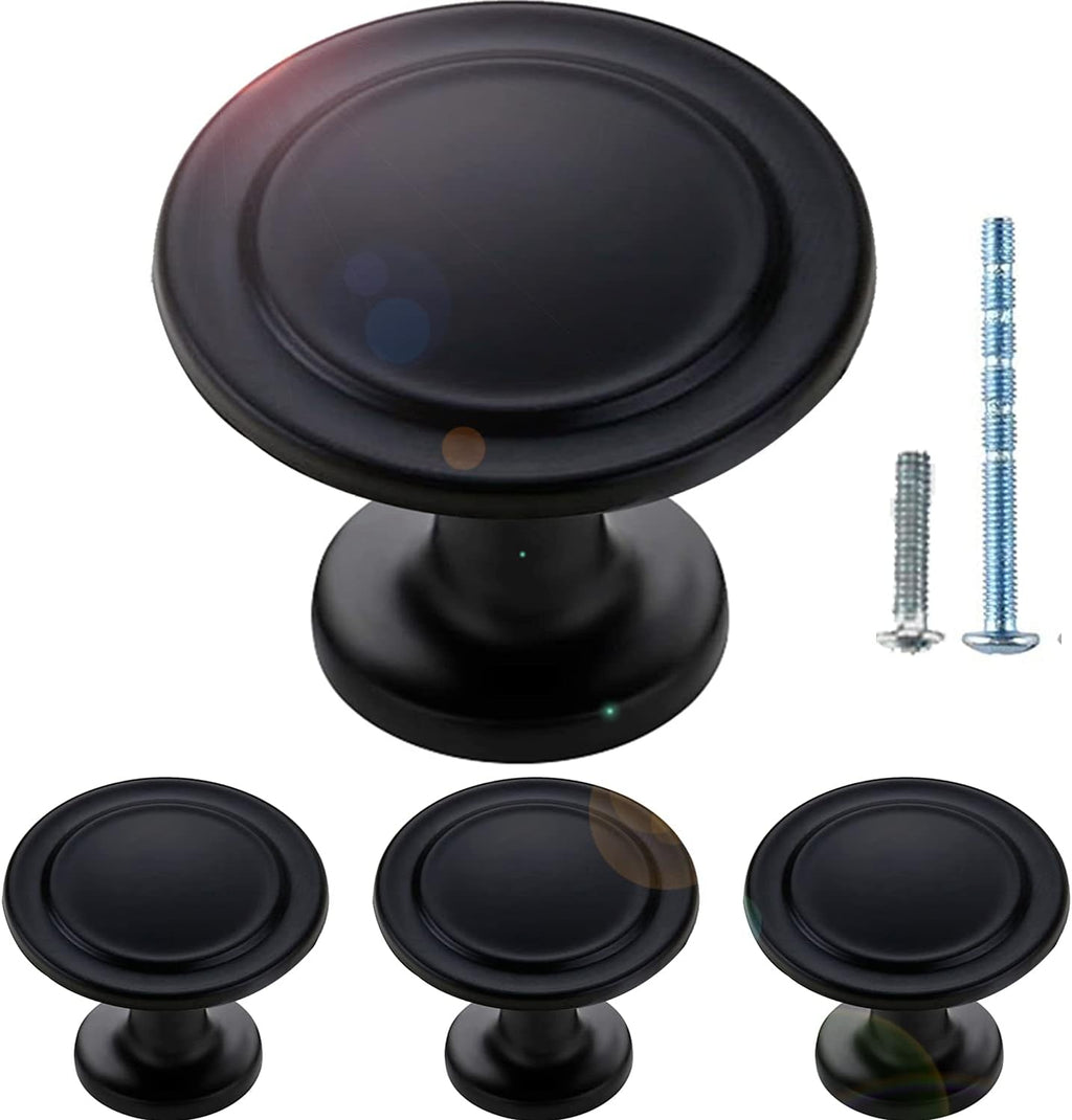 10 Pack Matte Black Cabinet Knobs 1-1/4 Inch R89243