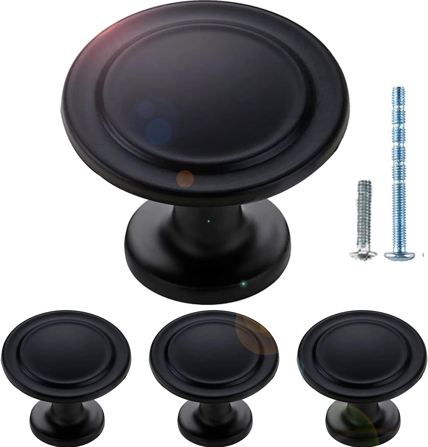 10 Pack Matte Black Cabinet Knobs 1-1/4 Inch R89243