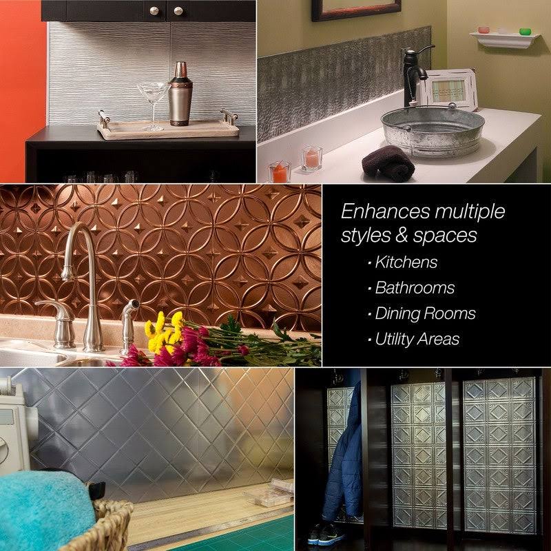 Silver Metal Backsplash Panel 15 Sq ft Kit R31238