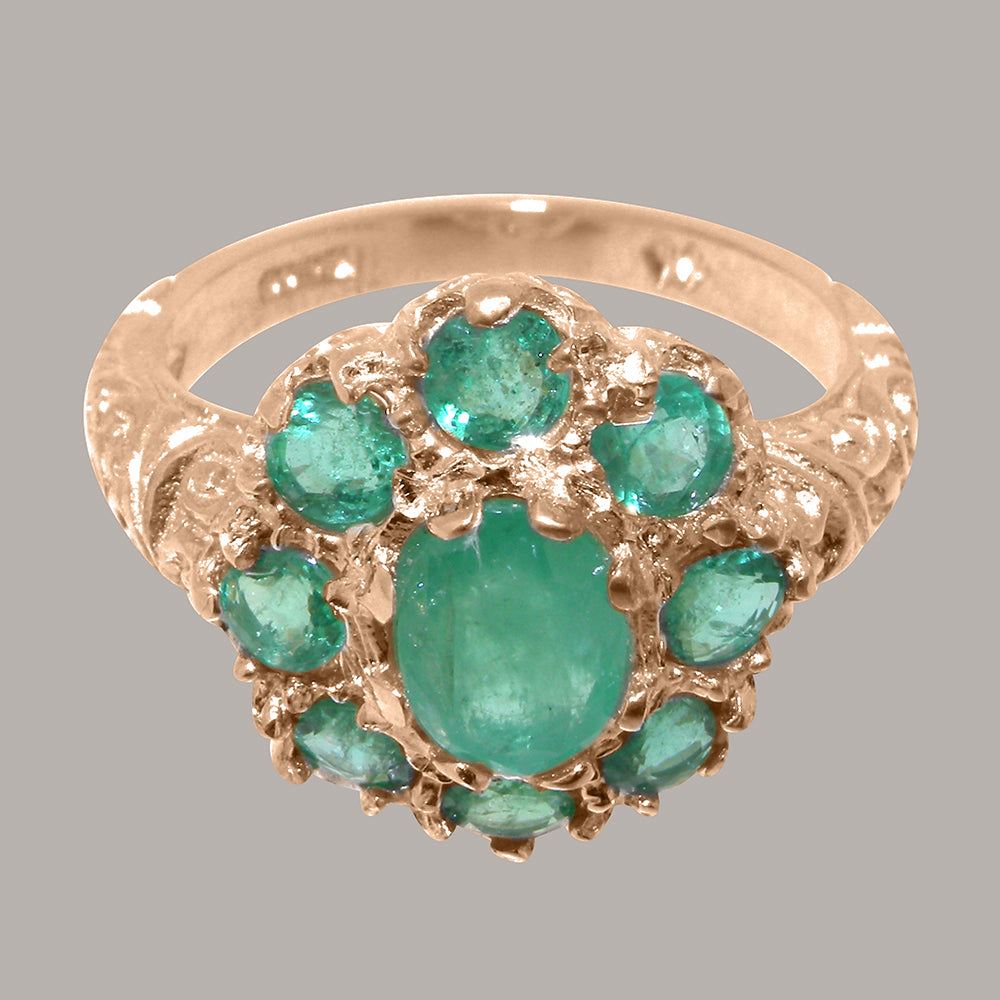 18k Rose Gold Natural Emerald Statement Ring T9730
