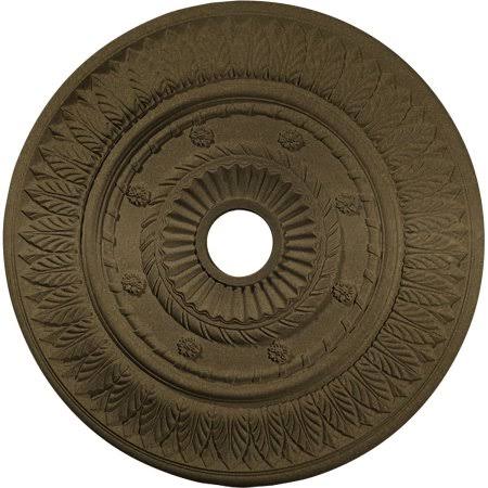 Leaf Ceiling Medallion, Hand-Painted Green Gold I8919