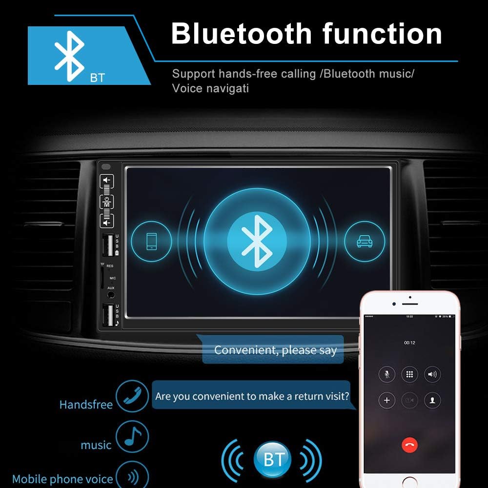 7” Touch Screen Double Din Car Stereo with Bluetooth Backup Camera A267712