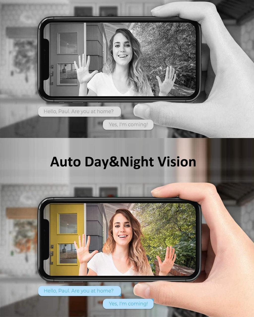 Wireless WiFi Video Doorbell, IP6 Waterproof, Battery Powered, 2-Way Audio, Pack of 2 N9832