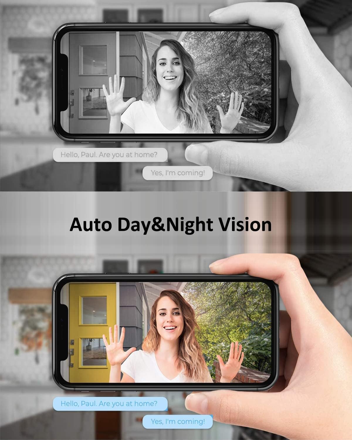 Wireless WiFi Video Doorbell, IP6 Waterproof, Battery Powered, 2-Way Audio, Pack of 2 N9832