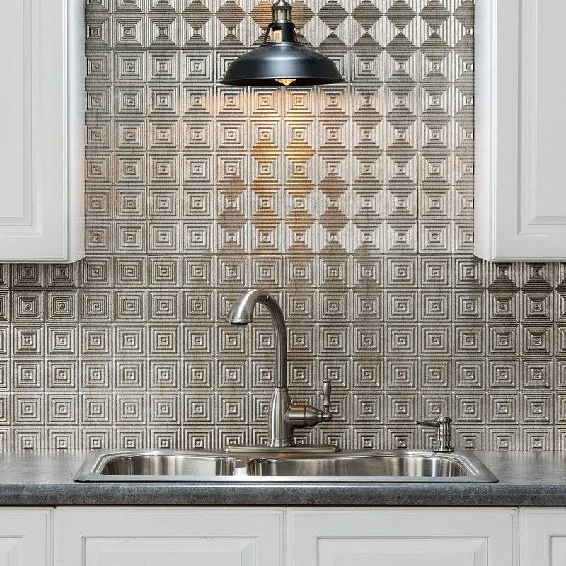 Silver Metal Backsplash Panel 15 Sq ft Kit R31238