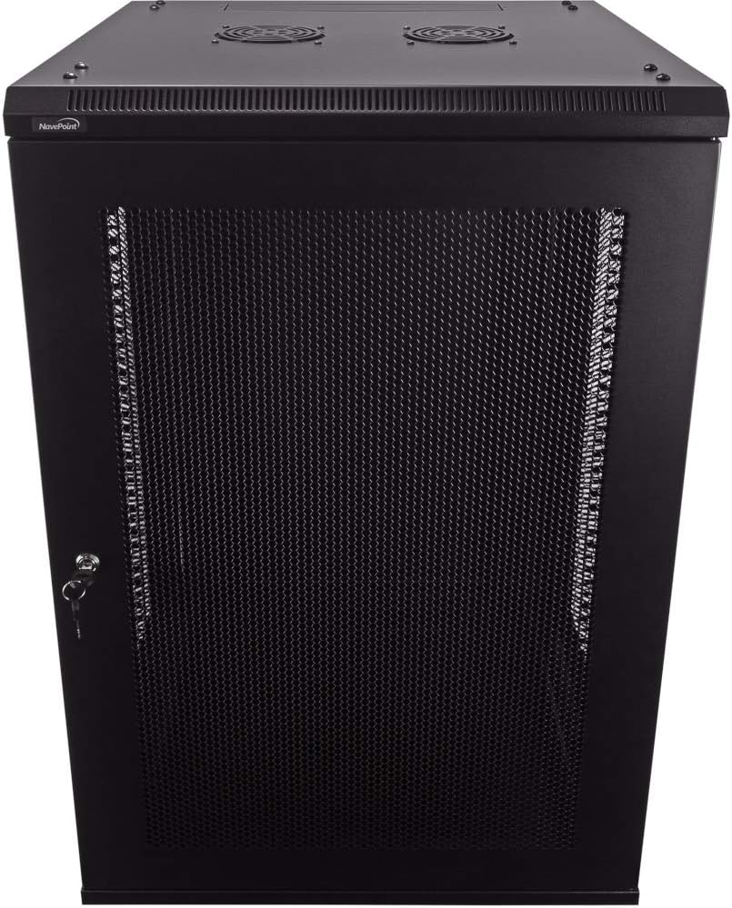 18U Wallmount Cabinet Enclosure 19-Inch Server Network Rack with Locking Perforated Door Black W6988