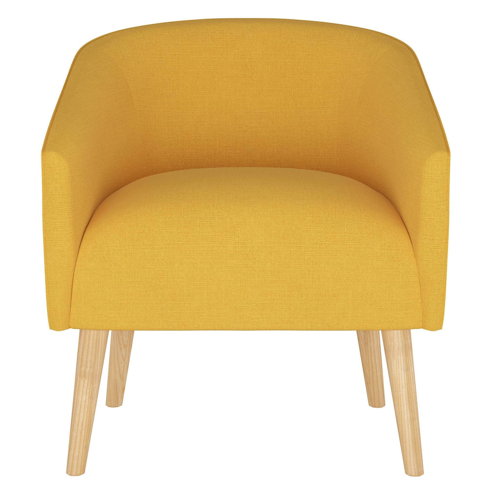 French Yellow Linen Arm Chair N89308