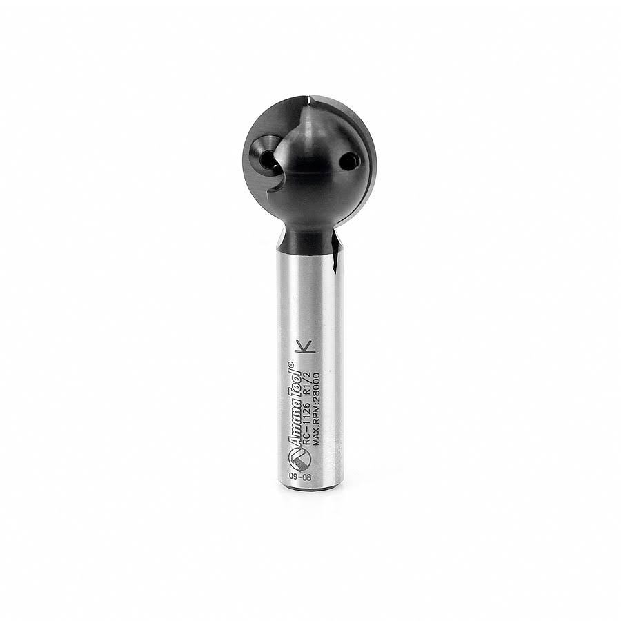 Carbide Tipped CNC Ball End Insert Router Bit 1/2 R x 1 inch D x 1/2 CH x 1/2 SHK E558