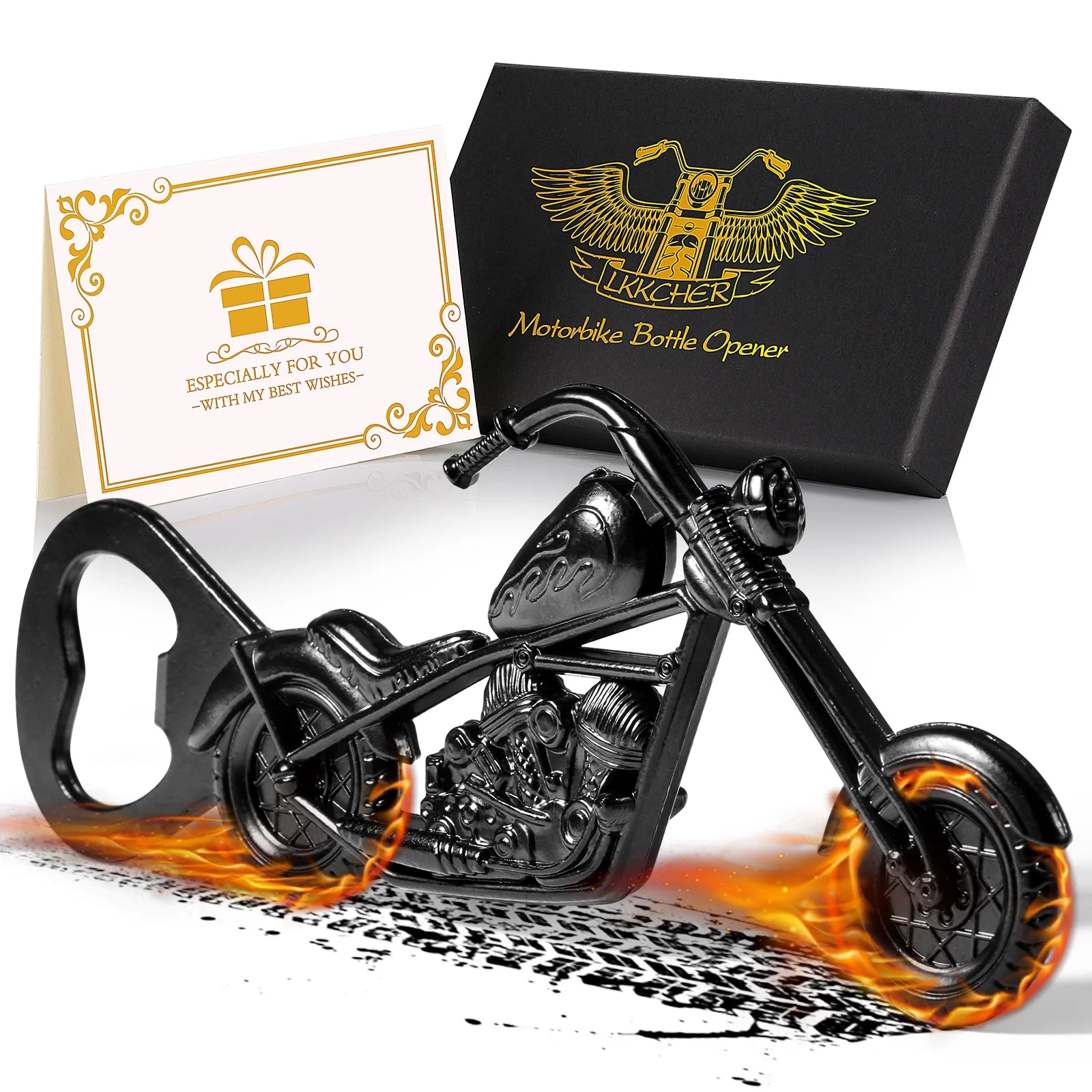 Black Motorcycle Beer Bottle Opener with Gift Box S42082