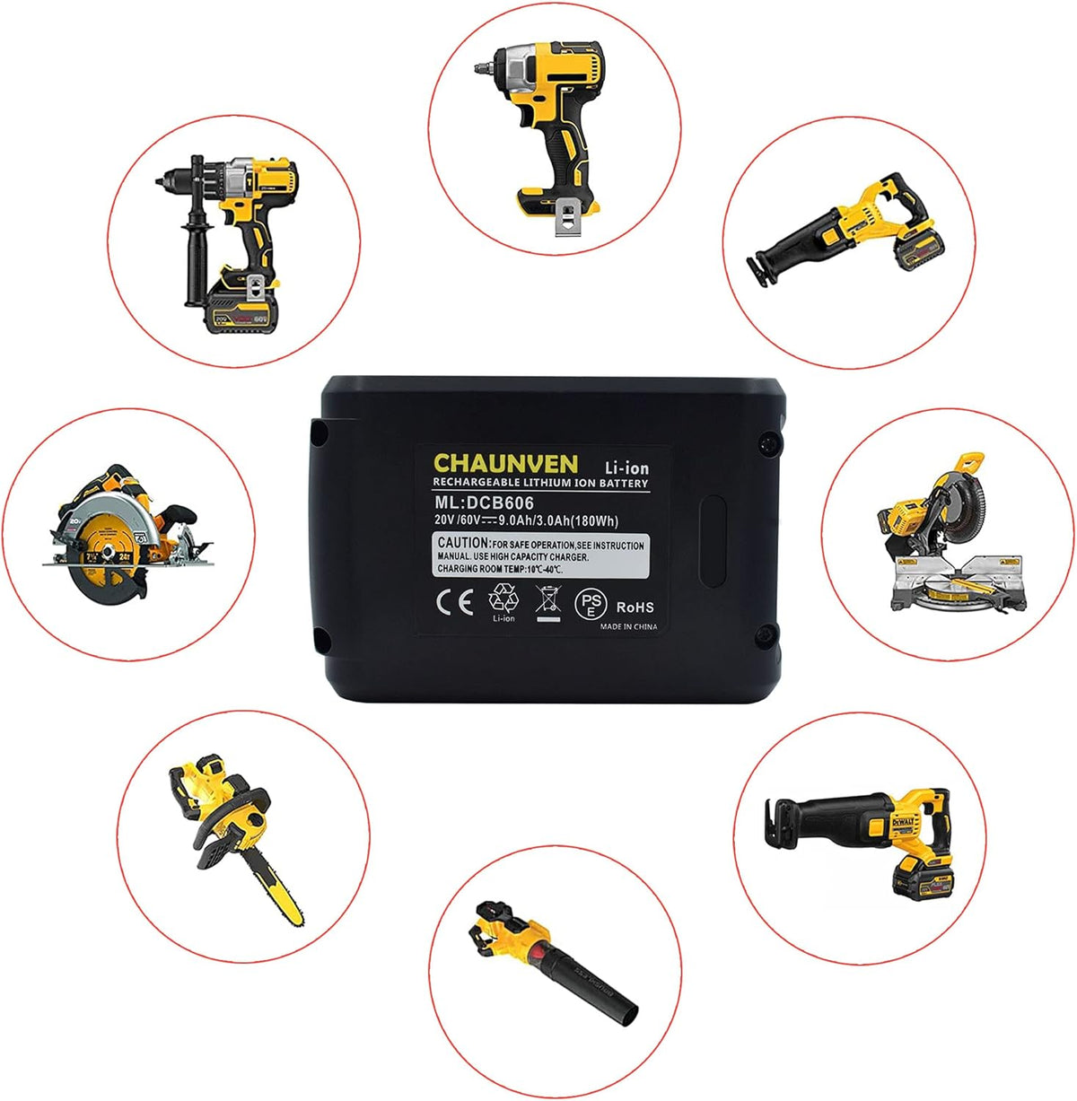 DCB606 Battery Replacement for Dewalt 20V / 60V Cordless Power Tools Battery C3321