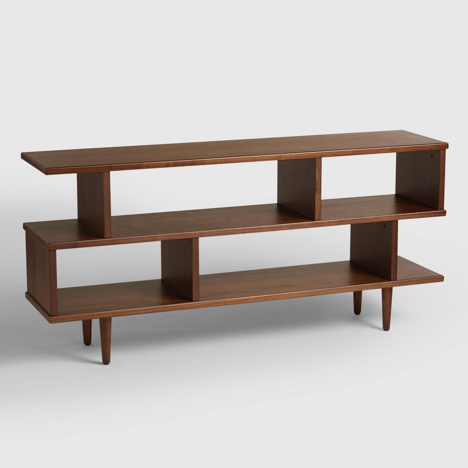 Retro Wood Bookcase Console Table with 4 Compartments S57773