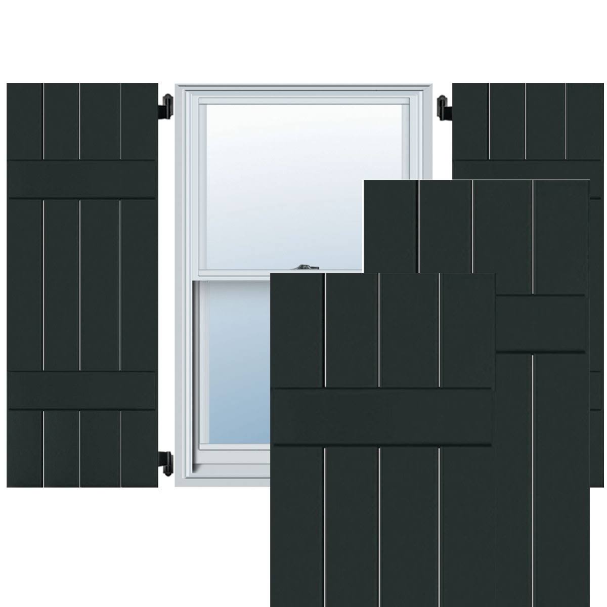 Dark Green Sapele Mahogany Board and Batten Shutters Pair F618