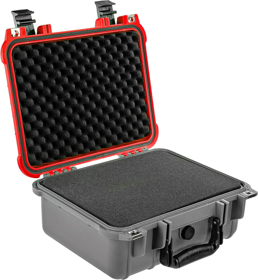Dual Red Gray Waterproof Shockproof Camera Case Dry Box with Foam Pack of 2 I64956