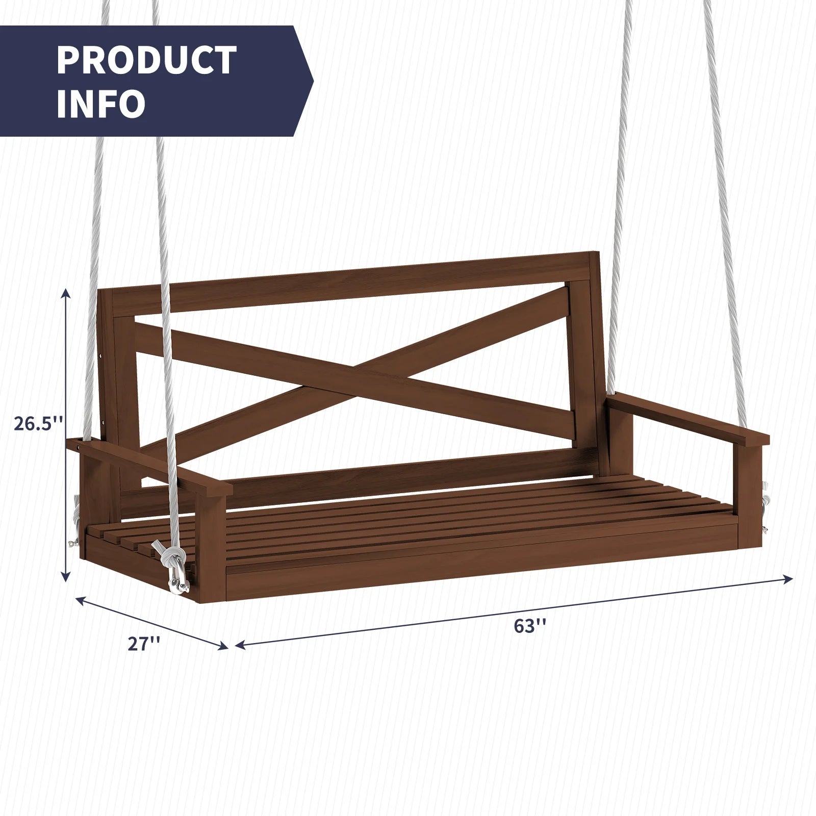 Brown Wood Garden Swing for Adult R296956