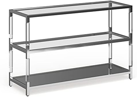 Chrome Glass 2-Shelf Sofa Table F186