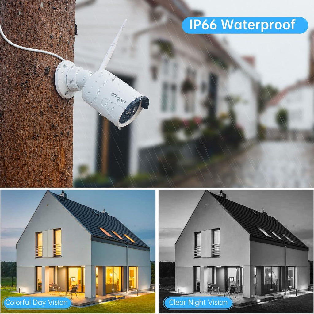 3MP 8CH Wireless Security Camera System with 12" Monitor, 4Pcs Outdoor Indoor IP Cameras Z53510