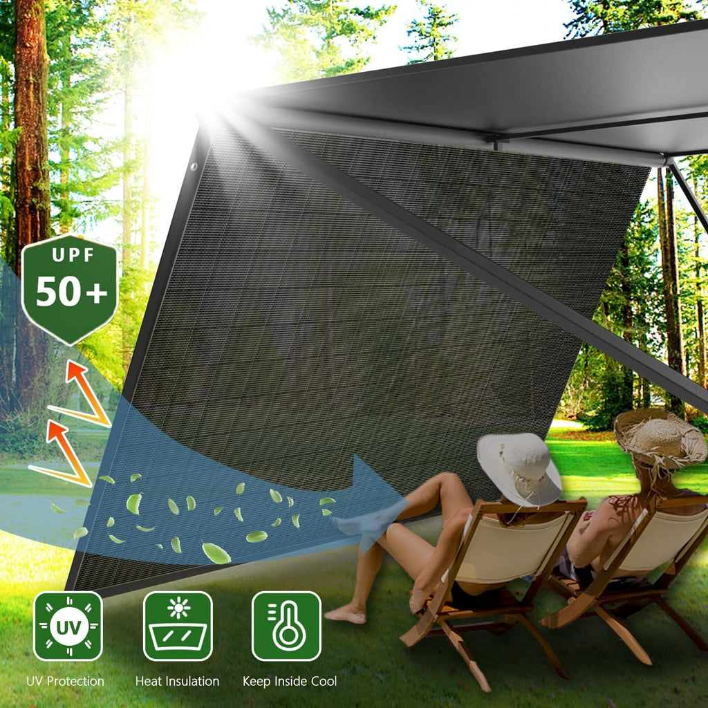 17'x9' Black Mesh RV Awning Shade Screen S82077