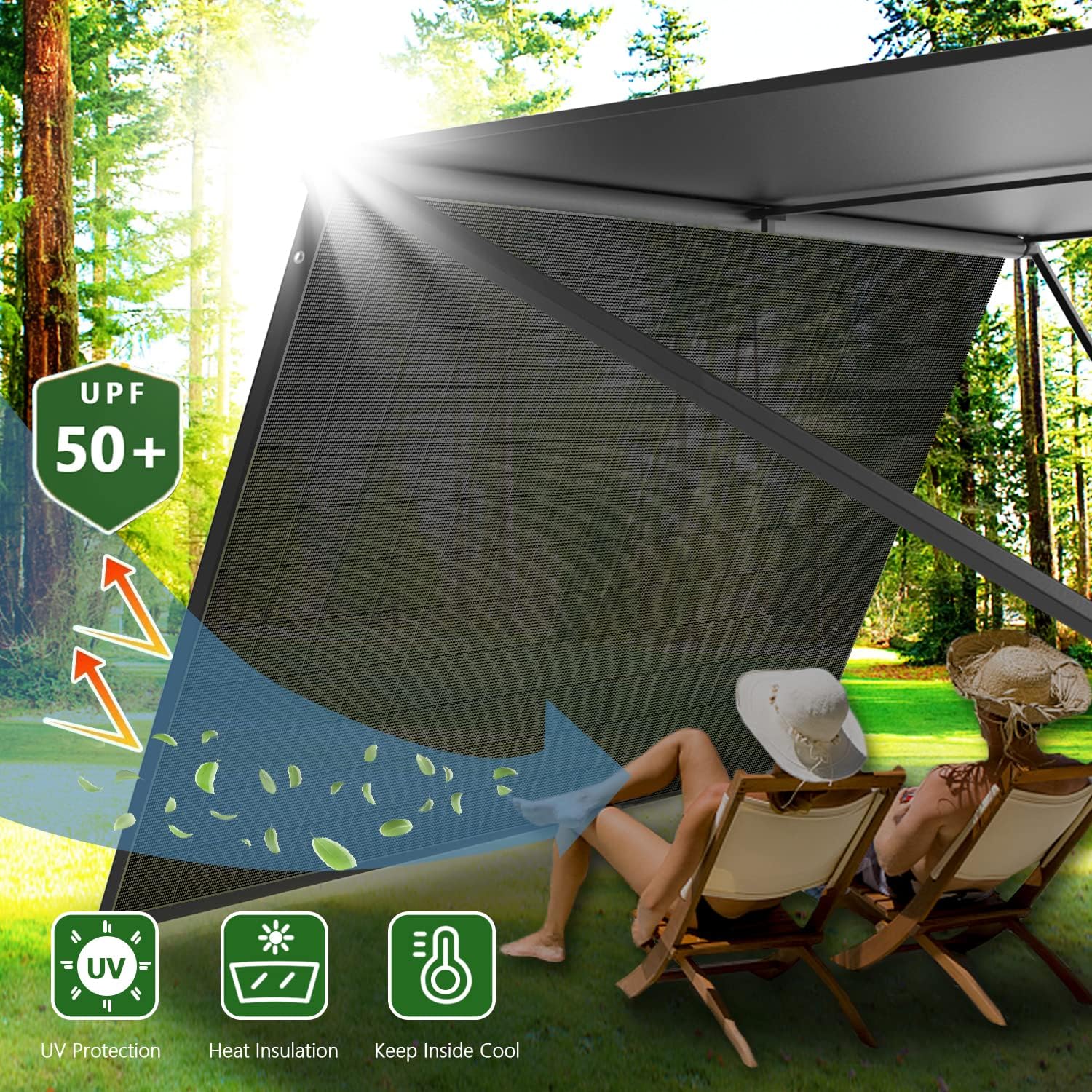 17'x9' Black Mesh RV Awning Shade Screen S82077
