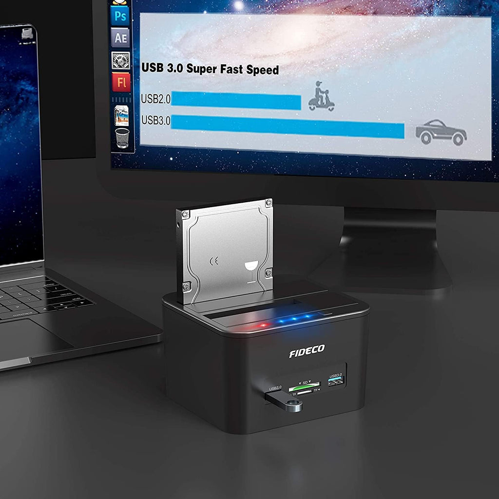 USB 3.0 to SATA Dual-Bay External HDD Dock with Offline Clone Function and TF & SD Card Slots, Pack of 2 J773931