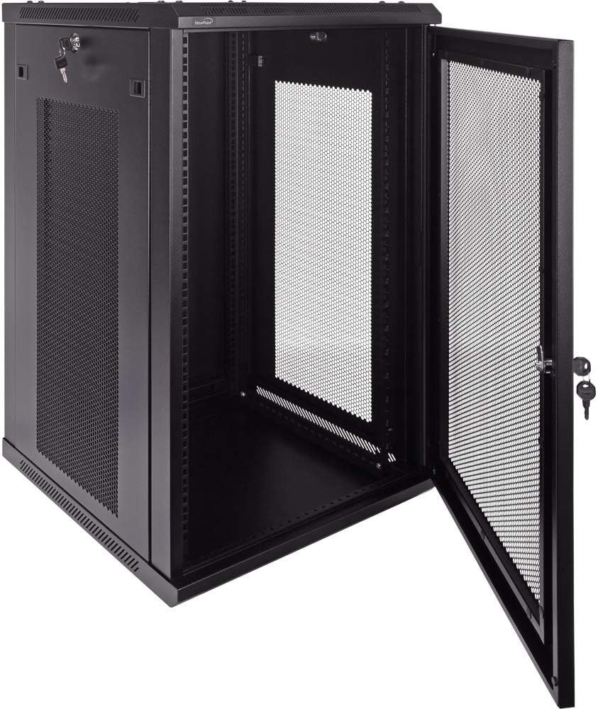 18U Wallmount Cabinet Enclosure 19-Inch Server Network Rack with Locking Perforated Door Black W6988