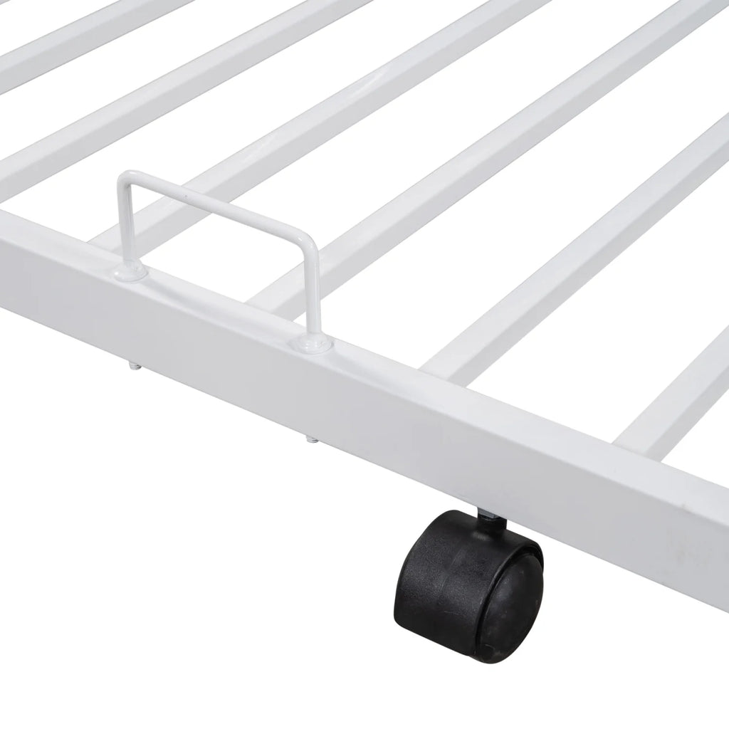 Twin Over Twin Full Metal Bunk Bed Frames with Trundle & Two-Side Ladders A545