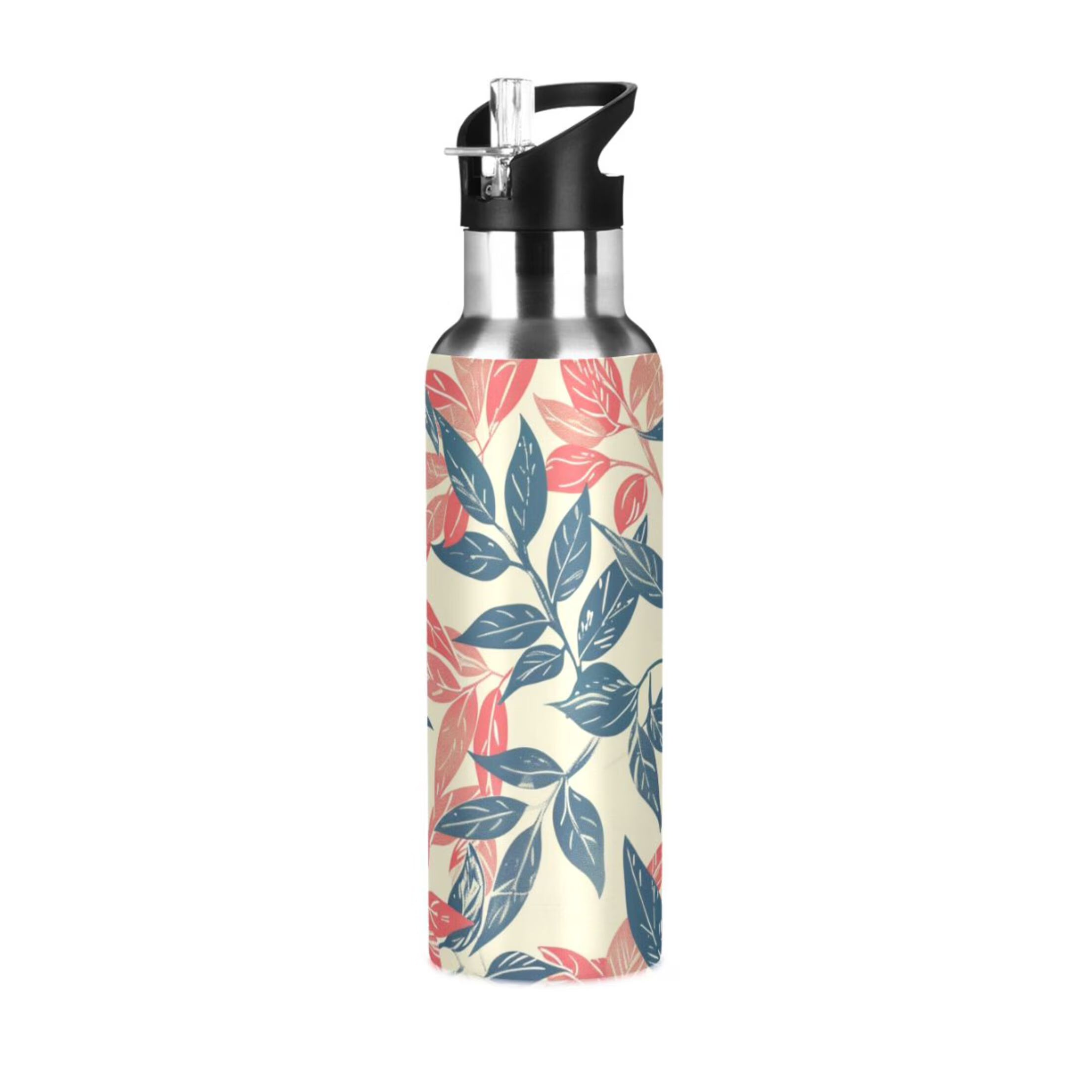 Retro Leaf Insulated Stainless Steel Water Bottle with Straw Lid 20 oz B231